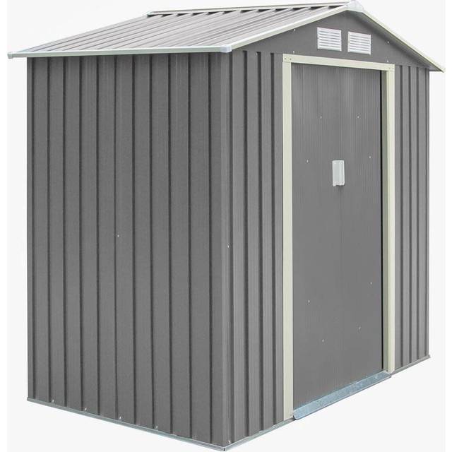 Rowlinson Garden Products 6x4 Rowlinson Trentvale Apex Metal Shed in Light Grey - 6 x 4 Rowlinson Trentvale Apex Metal Shed In Light Grey
