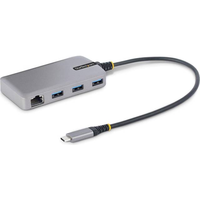 StarTech.com 3-Port USB-C Hub with Ethernet - 3x USB-A Ports, Gigabit Ethernet RJ45, USB 3.0 5Gbps, Bus-Powered, 1ft/30cm Long Cable - Portable Laptop USB Type-C Hub Adapter w/GbE