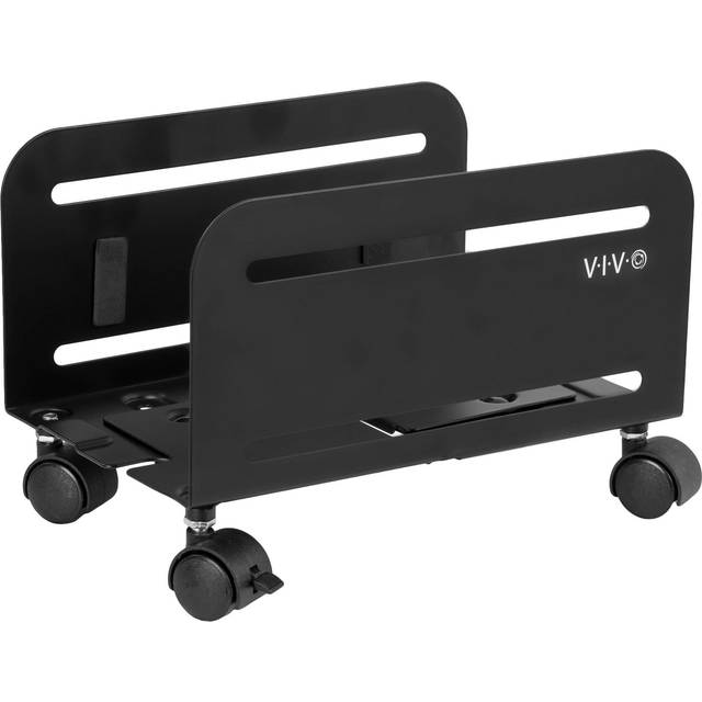 VIVO Computer Tower Desktop ATX-Case, CPU Steel Rolling Stand, Adjustable Mobile Cart Holder with Locking Caster Wheels, Black, CART-PC01