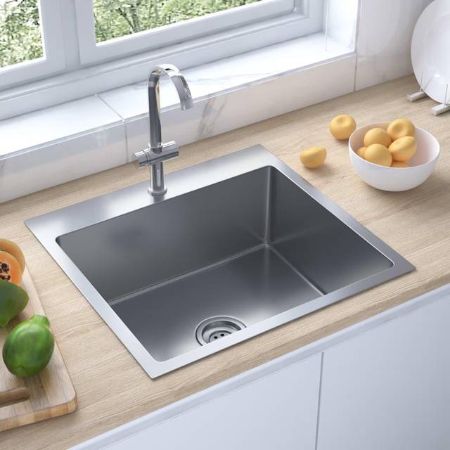 vidaXL Handmade Kitchen Sink Stainless Steel 51508, Silver