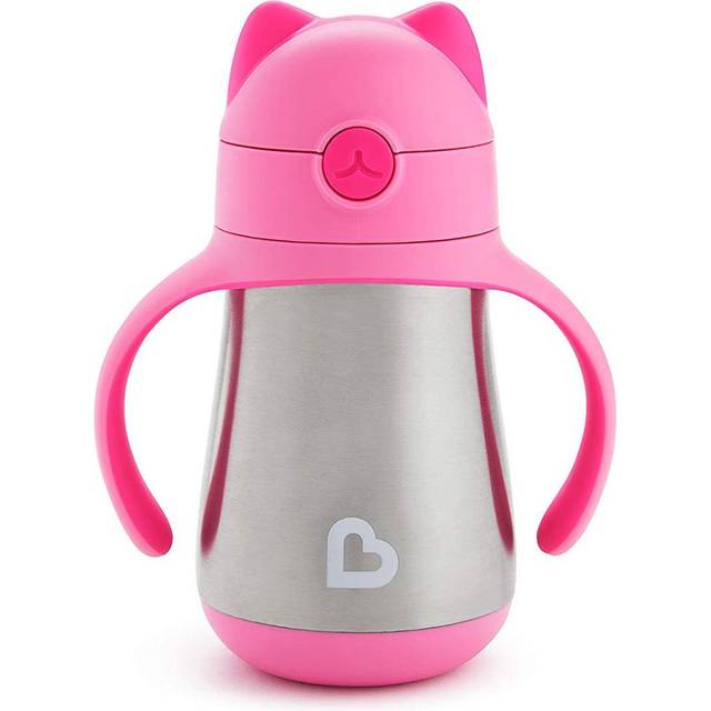 Munchkin Cool Cat Toddler Sippy Cup with Straw Cup, 8 Ounce, Stainle