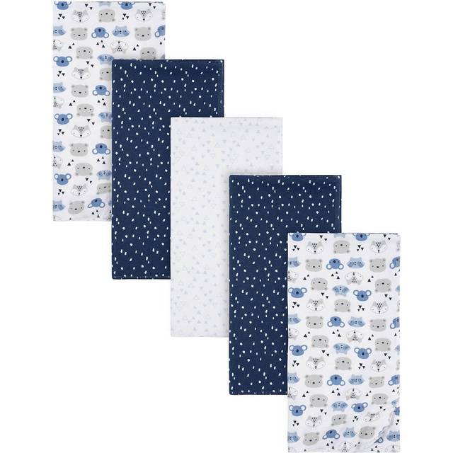 Gerber Boys Newborn Infant Baby Toddler Nursery 100% Cotton Flannel Receiving Swaddle Blanket  Critters Blue  Pack of 5