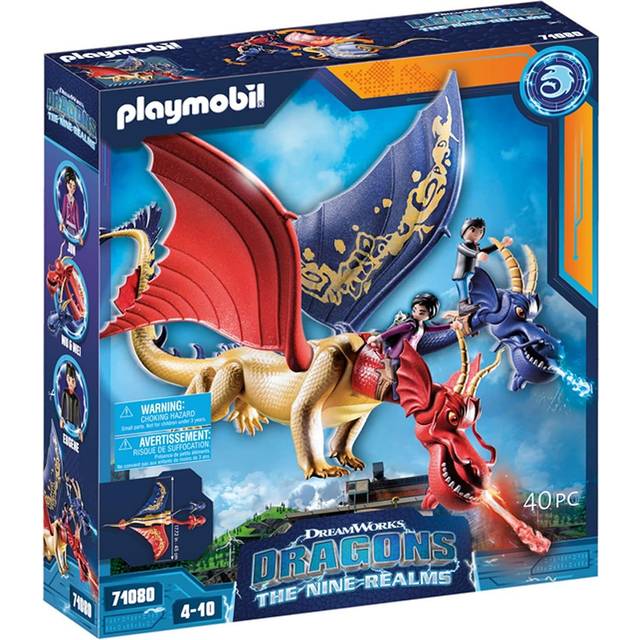 DreamWorks Dragons 71080 Dragons: The Nine Realms - Wu and Wei with Jun, Two-Headed Dragon Figure with Shooting Function, Toys for 4+ Year Olds