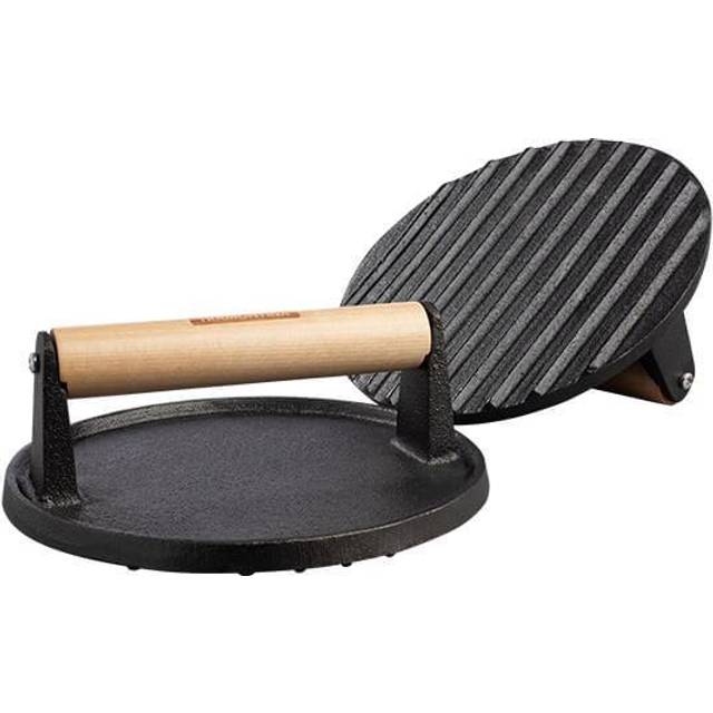 Tramontina Round Grill Press 17.3Cm Pre-seasoned Cast Iron, Black