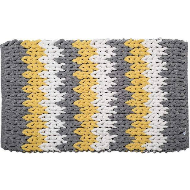 Croydex Grey White & Yellow Cushioned Bathroom Mat - 800 x 500mm - Grey, White & Yellow