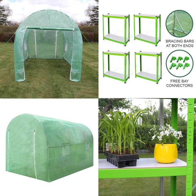 Polytunnel Greenhouse Walk Galvanised Garden Racking Grow • Prix