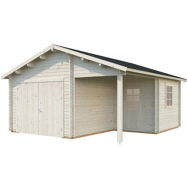 Palmako Roger 5.1m x 5.5m Log Cabin Garage (44mm) - Double Doors