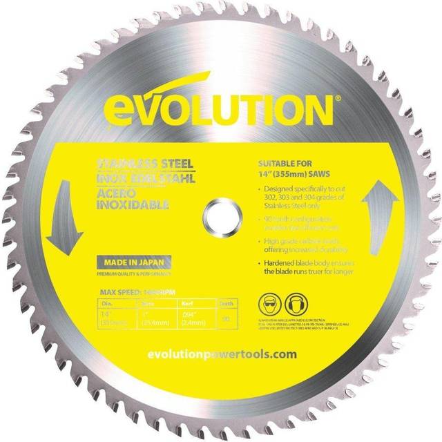 Stainless Steel Cutting Chop Saw Blade 355 x 25.4mm x 90T EVLRP3552590 - Evolution