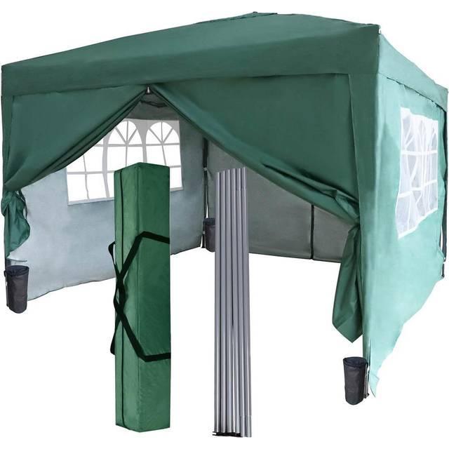 Birchtree - Pop Up Gazebo 3X3M with 4 Sides Garden Awning Canopy Party Tent Marquee Outdoor Green