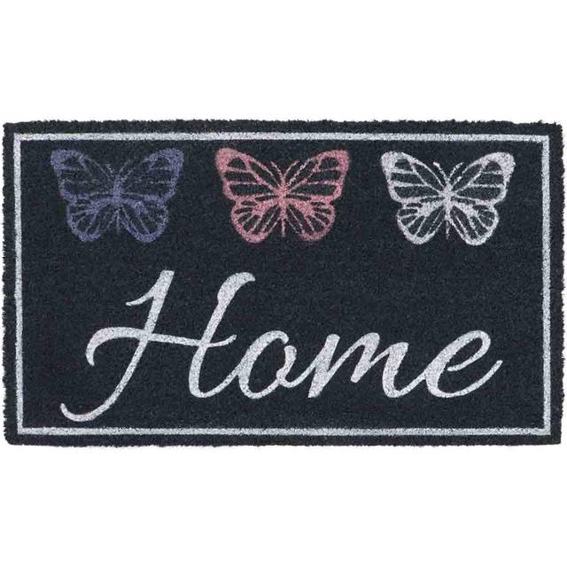 JVL Eco-friendly Latex Backed Coir Door Mat, Home Butterflies, Blue