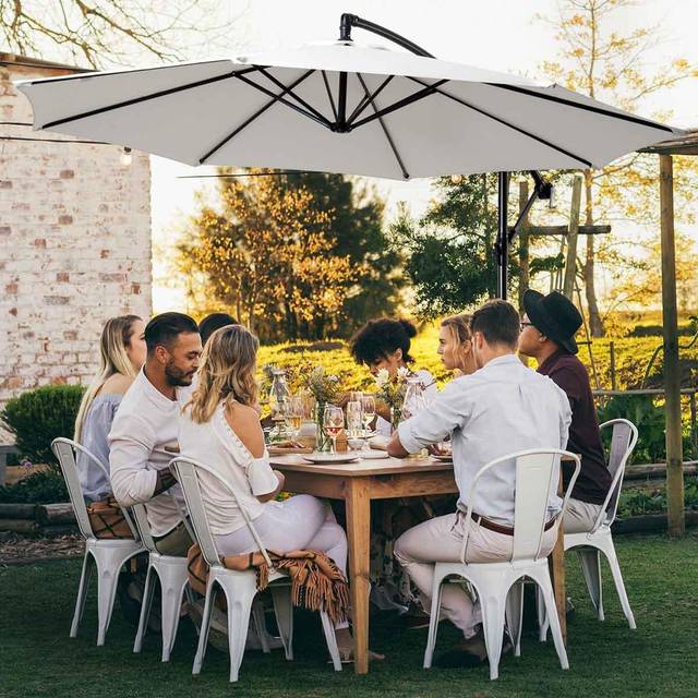 Outsunny 3M Banana Umbrella Parasol - Cream White Extravaganza! | Wowcher