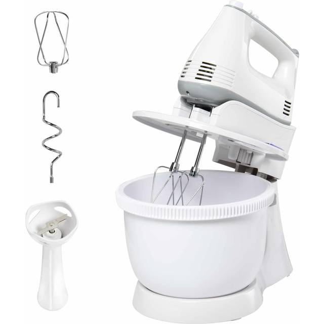 HOMCOM Electric Stand and Hand Blender 6 Speed Whisk Dough Hook Stainless Steel