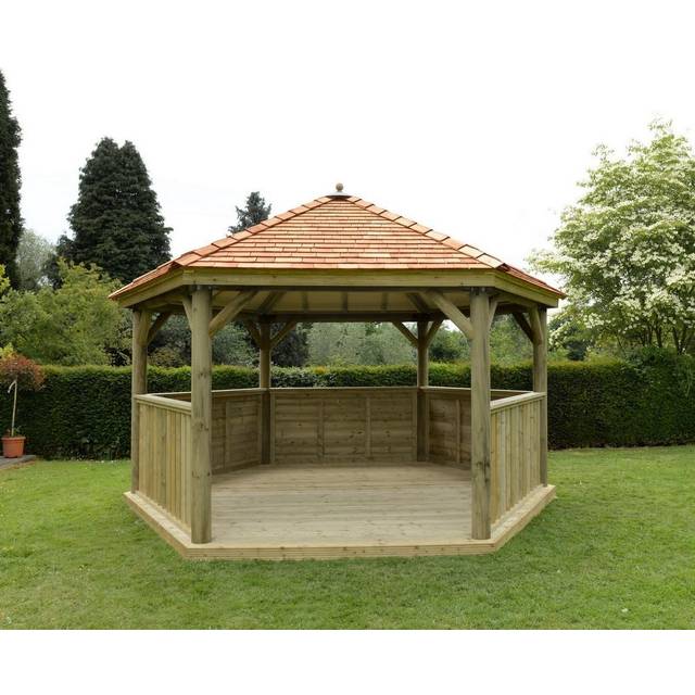 15'x13' (4.7x4m) Luxury Wooden Garden Gazebo with New England Cedar Roof - Seats up to 19 people