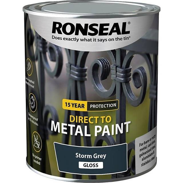 Ronseal Direct to Metal Paint Storm Grey Gloss 750ml RSLDTMSTG750