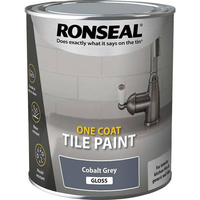 Ronseal Cobalt Grey Gloss One Coat Tile Paint 750ml