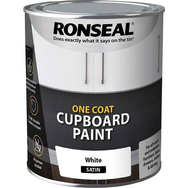 Ronseal One Coat Satin Cupboard & Furniture Paint - White - 750ml
