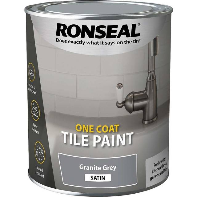 Ronseal 37685 one coat tile paint granite grey satin 750ml rsloctpgs750