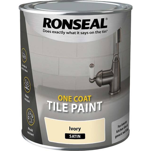 Ronseal One Coat Ivory Satin Tile Paint 750ml - Cream