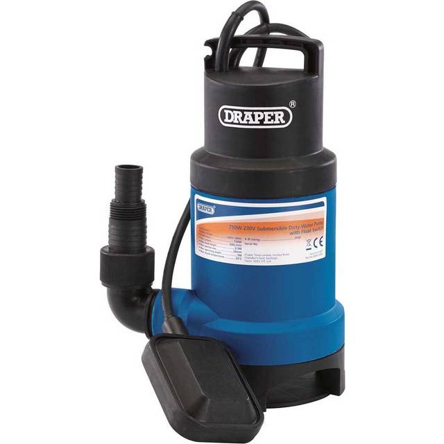 Draper Submersible Dirty Water Pump with Float Switch - 750W, Blue