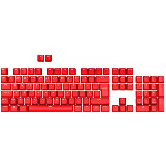 Corsair PBT DOUBLE-SHOT PRO Keycap Mod Kit (Standardbottenrad, Texturerad Yta, 1,5 mm tjocka double-shot-lager, Dämpande O-ringar) Röd