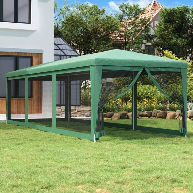 (Green, 300 x 898 x 258 cm (L x W x H)) vidaXL Party Tent with Mesh Sidewalls Canopy Gazebo Multi Colours Multi Sizes