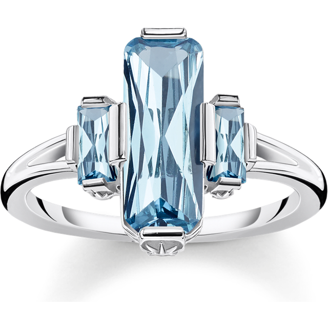 Thomas Sabo bague grosses pierres bleues argent sterling 925 TR2267-009-1-48