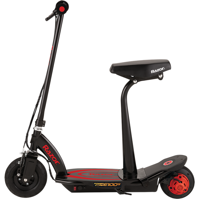 Razor Power Core E100s 24 Volt Scooter - Red, Operated Front Caliper Brake,  Pneumatic Front Tyre, 24V (Two 12V) Sealed Lead For 8 Years+ - Red