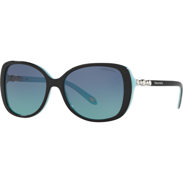 Tiffany TF4121B Sunglasses 80559S Black On Tiffany Blue