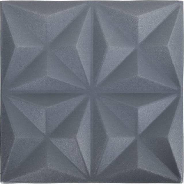 vidaXL 3D Wall Panels 12 pcs 50x50 cm Origami Grey 3 m²