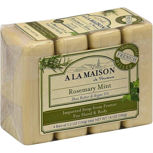 A La Maison de Provence, Hand & Body Bar Soap, Rosemary Mint, 4 Bars, 3.5 oz (100 g) Each