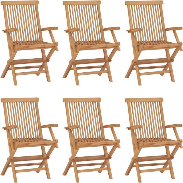 Vidaxl Folding Garden Chairs 6 Pcs Solid Teak Wood