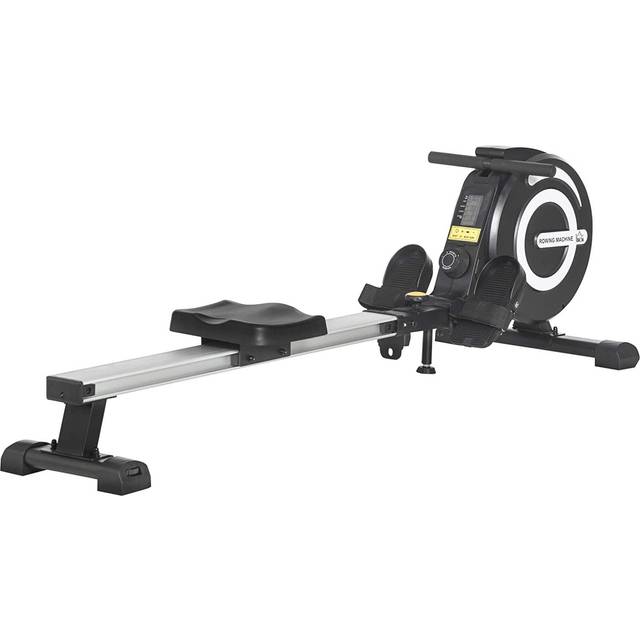 HOMCOM Adjustable Magnetic Rowing Machine Rower with LCD Digital Monitor & Wheels, Black