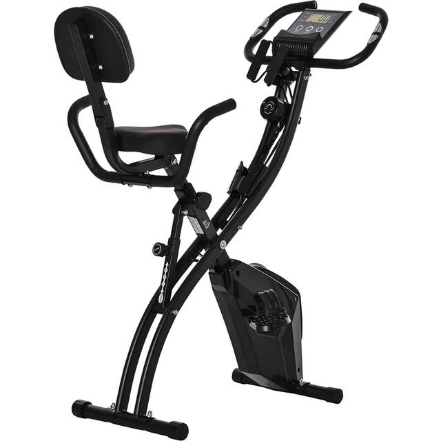 HOMCOM 2-in-1 Folding Exercise Bike, Foldable Stationary Bike with 8-Level Adjustable Magnetic - Orange