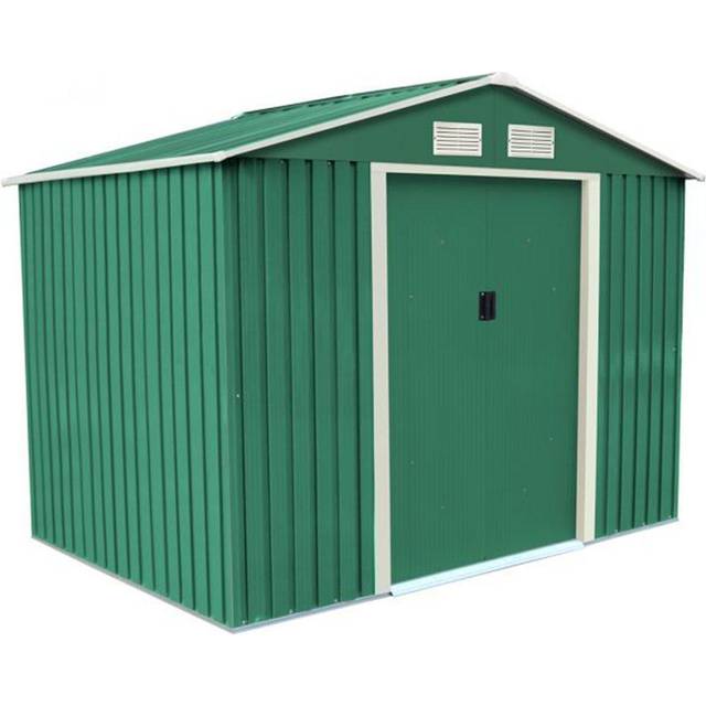 Charles Bentley 8ft x 6ft Metal Apex Garden Shed, Green