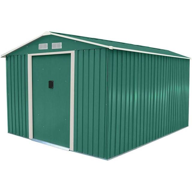 Charles Bentley 8ft x 10ft Metal Apex Garden Shed, Green