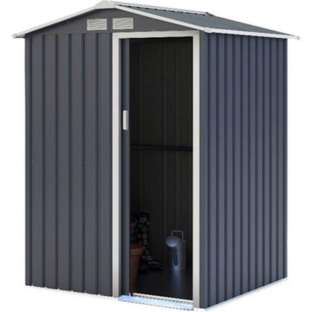 Charles Bentley 4.9' x 4.3' Metal Garden Shed - Grey, Grey