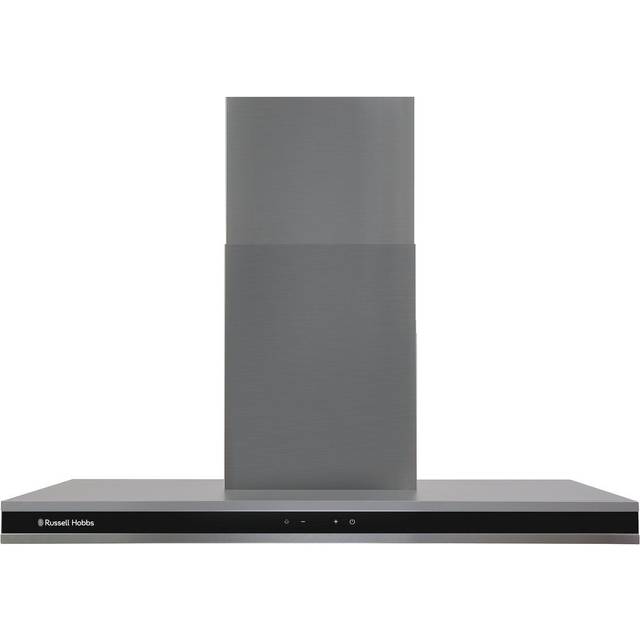 Russell Hobbs RHGCH903DS Midnight Collection 90cm Wide Glass and Steel T Shaped Chimney Cooker Hood - Black, Black