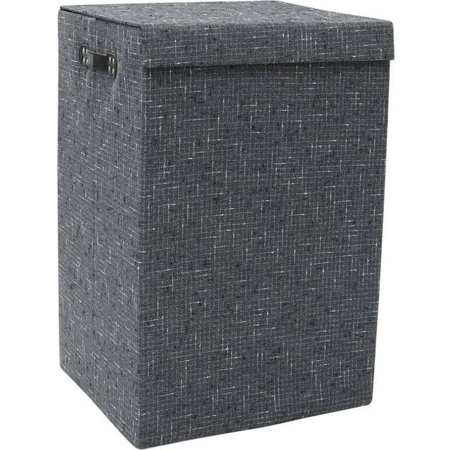 JVL Shadow Fabric Foldable Laundry Hamper With Lid, Grey