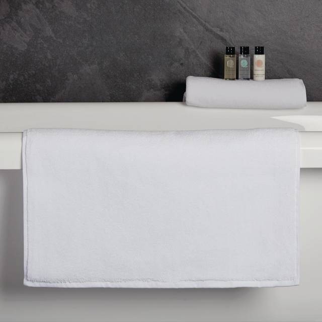 Mitre Luxury Henley Bath Mat - 100% Cotton, 600G/M, No Header Bar - white