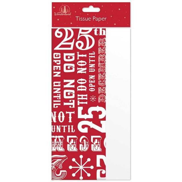 8 x Sheets Christmas Tissue Paper Gift Wrap Red &amp; White Do Not Open Text Design