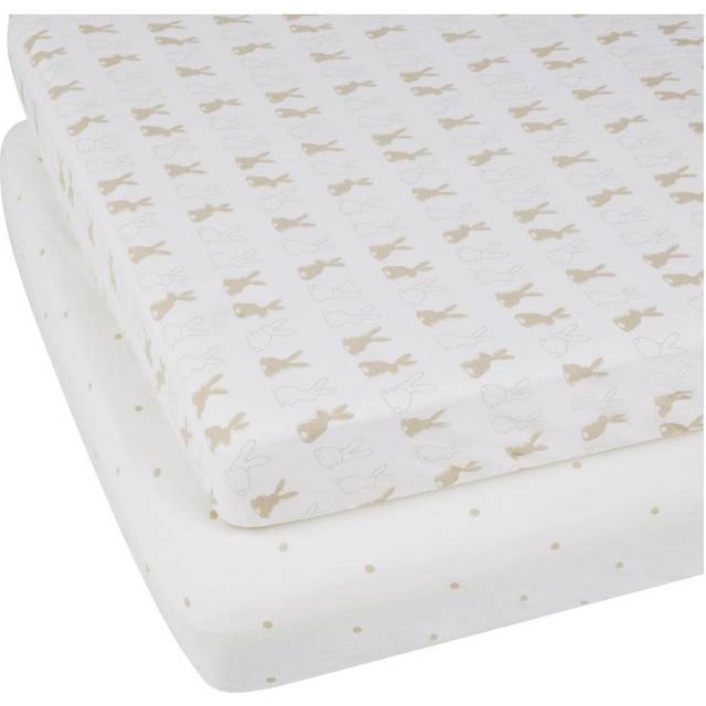 Ickle Bubba Fitted Cotbed Sheets - Bunnychino 2 Pack