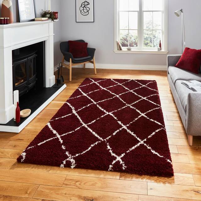 Think Rugs Scandi Berber Red/Cream Rectangle 200 x 290cm Polypropylene Berber G257, Blue