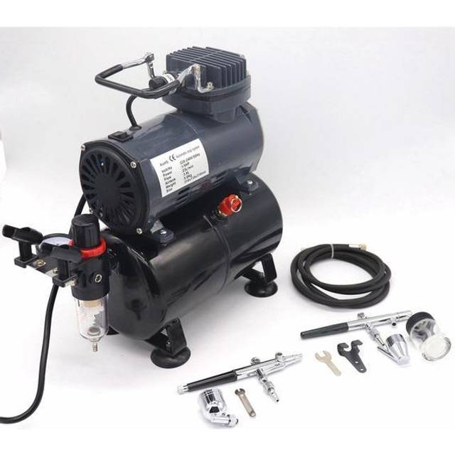 Switzer Double Action Airbrush Kit + Compressor With Tank AS186 Paint Nail Tatoo