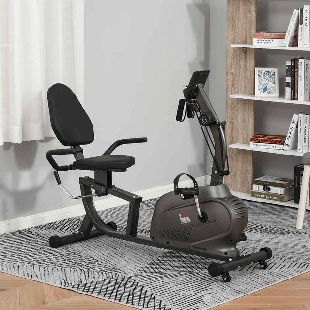HOMCOM Exercise Training Stationary Cycling Bike w/ LCD Monitor & Pad Holder, Black