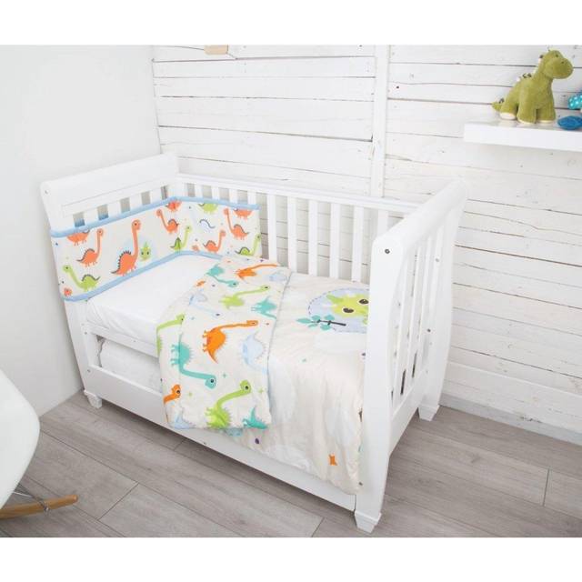 CuddleCo Comfi Dreams 2 Piece Cot/Cot Bed Bedding Set - Dinosaur Fun