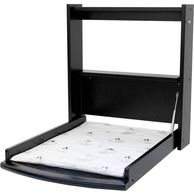 Babytrold Skötbord för vägg inkl. madrass Svart
