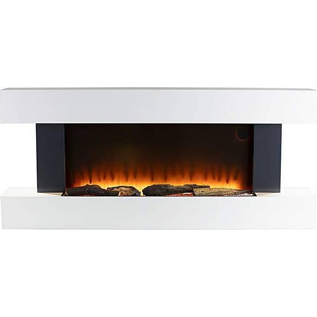 Warmlite Hingham Wall Mounted Fireplace with Two Heat Settings, Adjustable Flame Brightness, 2000W - White (55.9cm H X 280cm W X 58.5cm D)