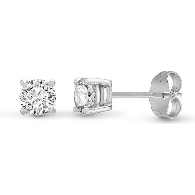 Jewelco London Ladies Solid 18ct White Gold 4 Claw Set Round G SI1 0.35ct Diamond Solitaire Stud Earrings - 18E005-035 - Silver