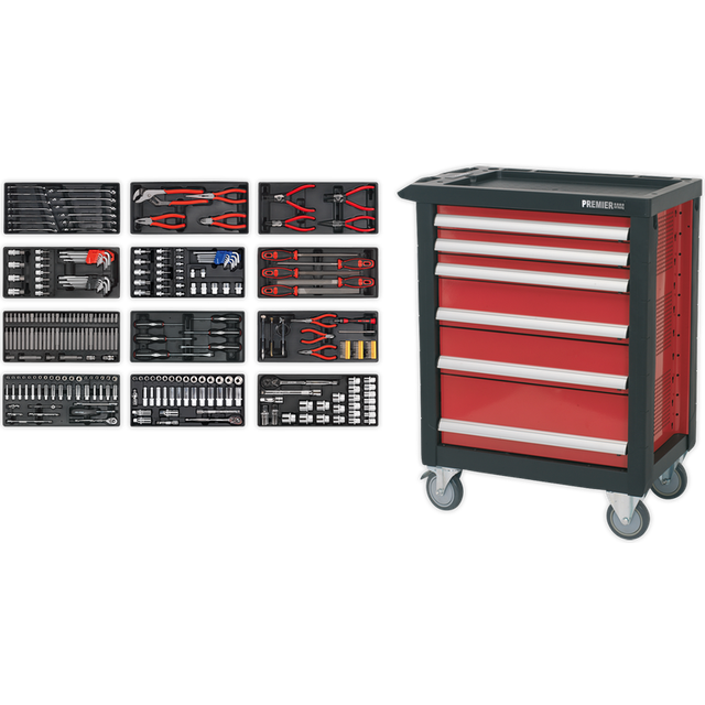 Sealey AP2406TBTC01 Rollcab 6 Drawer + Ball Bearing Slides + 298pc...