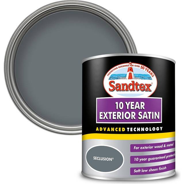 Sandtex 10 Year Exterior Satin Paint, Seclusion 750ml, Exterior Paint with Satin finish, Door Paint, Window Paint, Paints